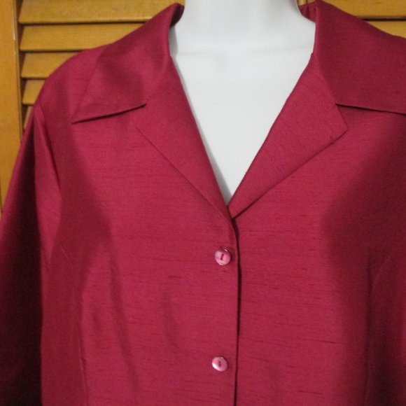 Karen Kane top 100% silk tunic cranberry red button down blouse like new size L - Picture 4 of 9